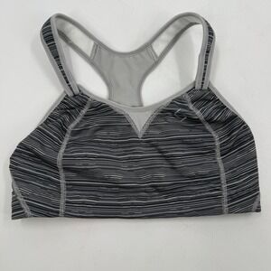 Brooks Sports‎ Bra Racerback Padded Medium Impact Gray Black Stripe 36C